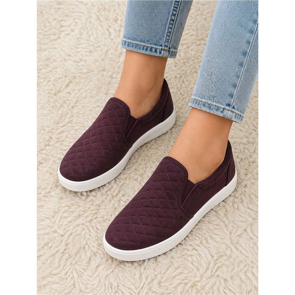 Lane Bryant Purple Quilted Slip Ons size 11.5 WIDE